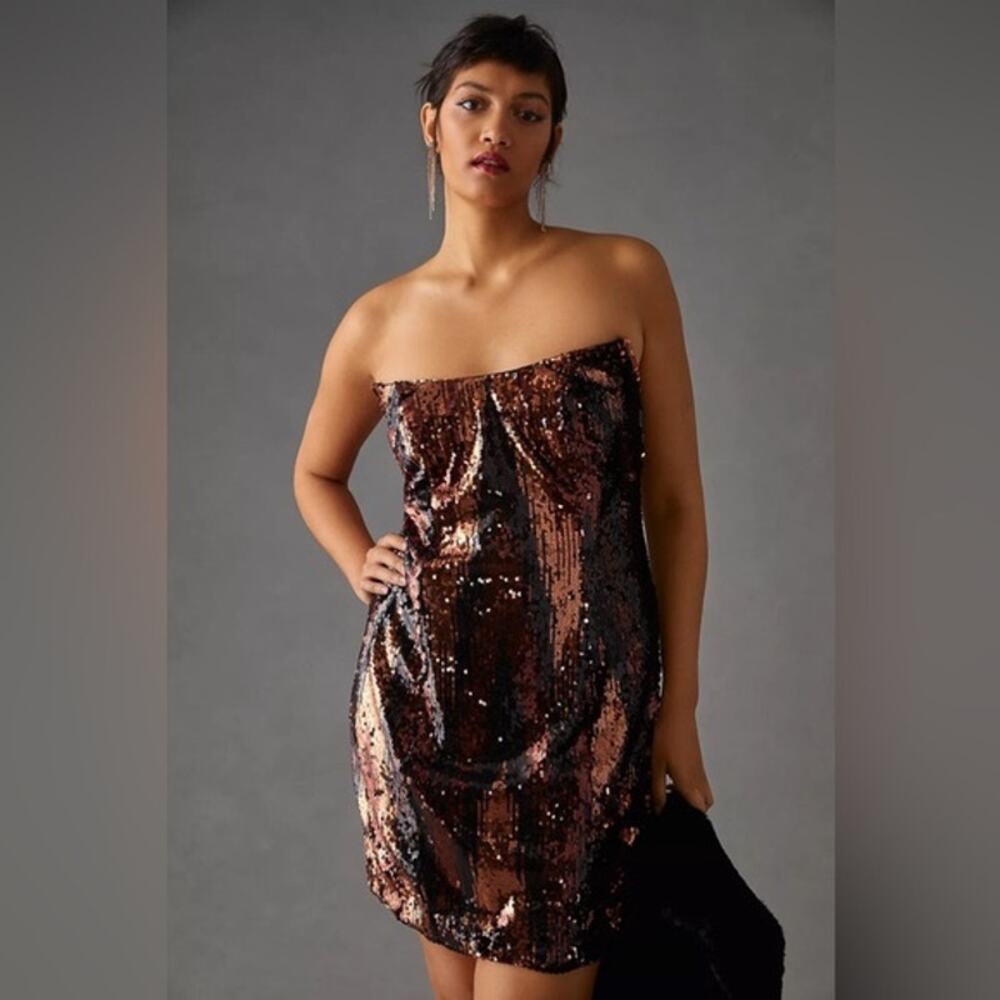 Anthropologie Strapless Sequin Mini Dress Plus Size 18 NWT